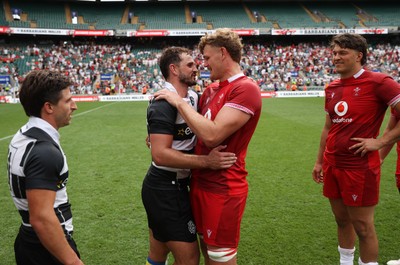 270626 - Barbarians v Wales - Friendly - Harry Plummer of Barbarians and Taine Plumtree of Wales 