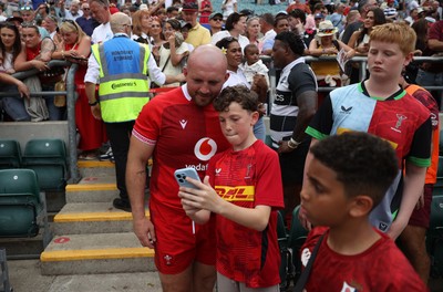 270626 - Barbarians v Wales - Friendly - Dillon Lewis of Wales with fans