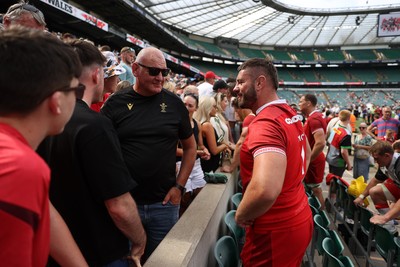 270626 - Barbarians v Wales - Friendly - Gareth Thomas of Wales with family at full time
