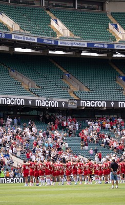 270626 - Barbarians v Wales - Wales line up for the anthem at the Allianz Stadium