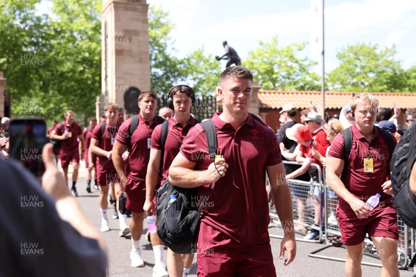 270626 - Barbarians v Wales - Friendly - Reuben Morgan-Williams of Wales arrives at the stadium