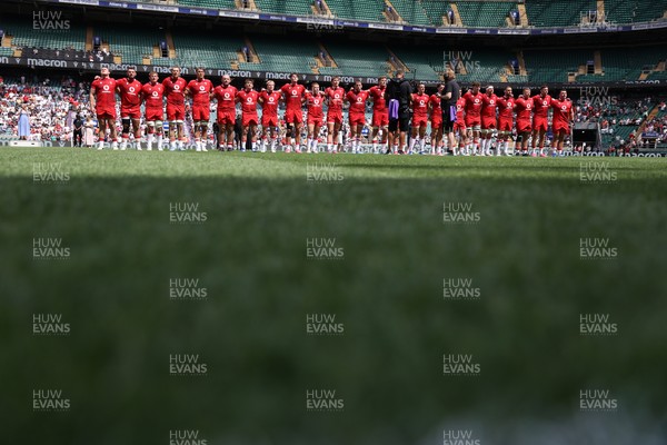 270626 - Barbarians v Wales - Friendly - Wales during the anthem