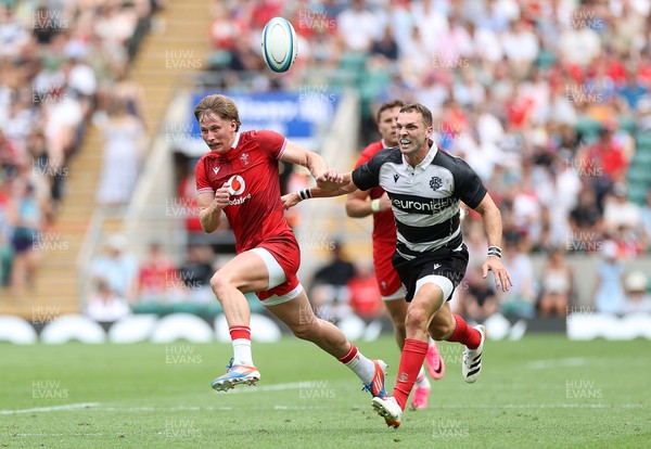 270626 - Barbarians v Wales - Friendly - Ellis Mee of Wales and George North of Barbarians 