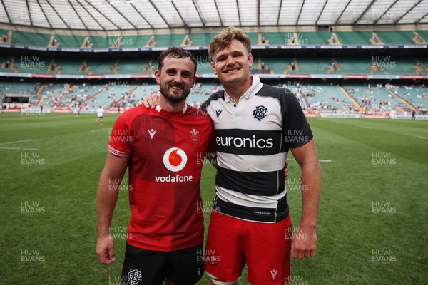 270626 - Barbarians v Wales - Friendly - Harry Plummer of Barbarians and Taine Plumtree of Wales 