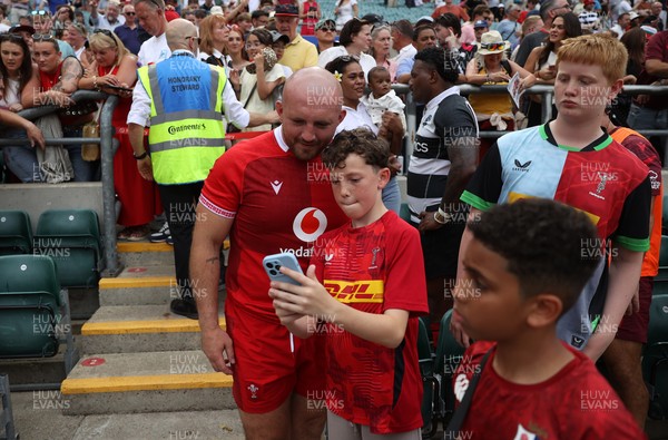 270626 - Barbarians v Wales - Friendly - Dillon Lewis of Wales with fans