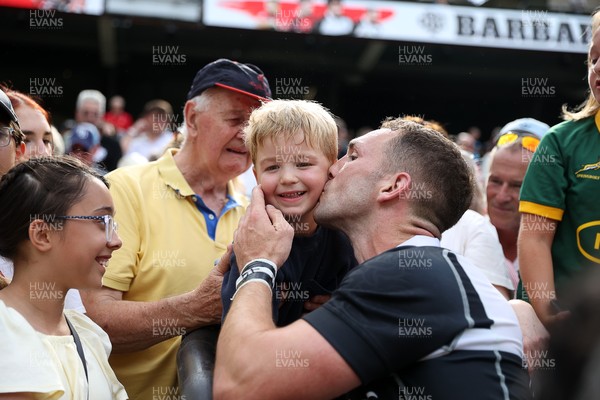 270626 - Barbarians v Wales - Friendly - George North of Barbarians with his son at full time