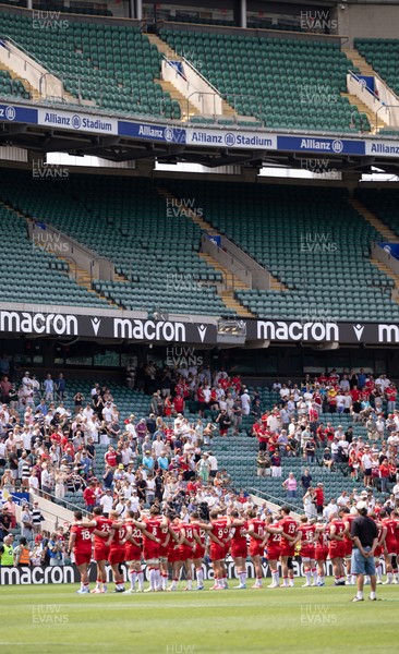 270626 - Barbarians v Wales - Wales line up for the anthem at the Allianz Stadium
