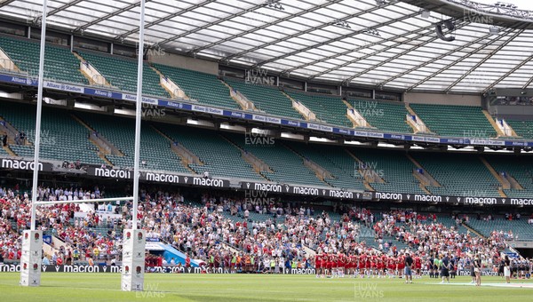 270626 - Barbarians v Wales - Wales line up for the anthem at the Allianz Stadium