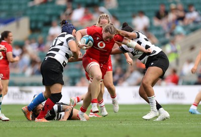 270626 - Barbarians Women v Wales Women - Friendly - Alaw Pyrs of Wales powers past Ilaria Arrighetti of Barbarians 
