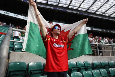270626 - Barbarians Women v Wales Women - Friendly - Wales fan sings the anthem