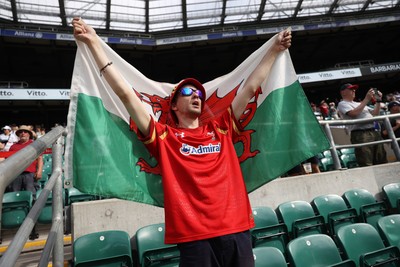 270626 - Barbarians Women v Wales Women - Friendly - Wales fan sings the anthem