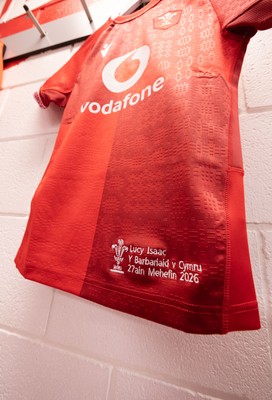 270626 - Barbarians v Wales Women - Lucy Isaac of Wales’ match jersey in the changing room