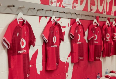 270626 - Barbarians v Wales Women -  Wales Women match jerseys in the changing room