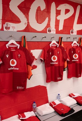270626 - Barbarians v Wales Women -  Wales Women match jerseys in the changing room