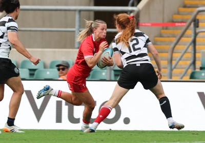 270626 - Barbarians v Wales Women - Amy Williams of Wales powers over for her second try
