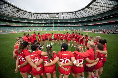 270626 - Barbarians v Wales Women - The Wales team huddle up at the end of the match