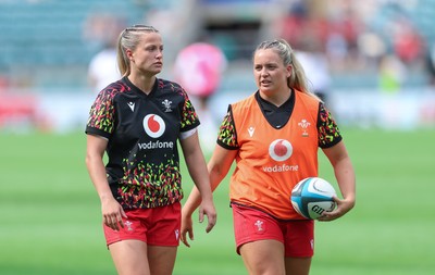 270626 - Barbarians v Wales Women - Amy Williams of Wales and Freya Bell of Wales 