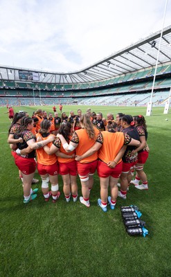 270626 - Barbarians v Wales Women - Wales huddle up at the start of the match