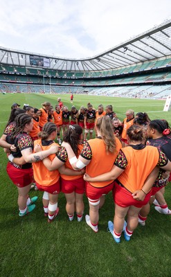 270626 - Barbarians v Wales Women - Wales huddle up at the start of the match