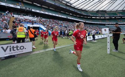 270626 - Barbarians v Wales Women - Amy Williams of Wales runs out at the start of the match