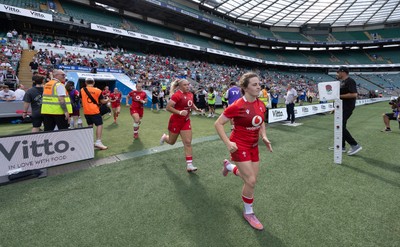 270626 - Barbarians v Wales Women - Lily Hawkins of Wales runs out at the start of the match