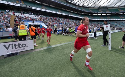 270626 - Barbarians v Wales Women - Katherine Baverstock of Wales runs out at the start of the match