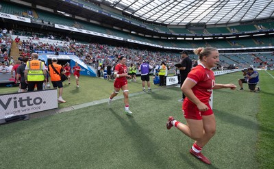 270626 - Barbarians v Wales Women - Molly Reardon of Wales runs out at the start of the match
