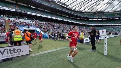 270626 - Barbarians v Wales Women - Lucy Isaac of Wales runs out at the start of the match