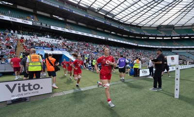 270626 - Barbarians v Wales Women - Alisha Joyce of Wales runs out at the start of the match