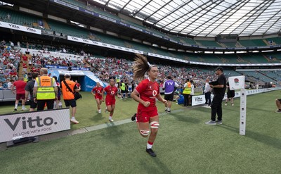 270626 - Barbarians v Wales Women - Bryonie King of Wales runs out at the start of the match
