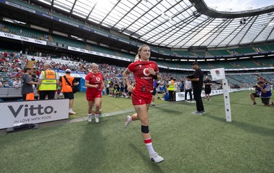 270626 - Barbarians v Wales Women - Keira Bevan of Wales runs out at the start of the match