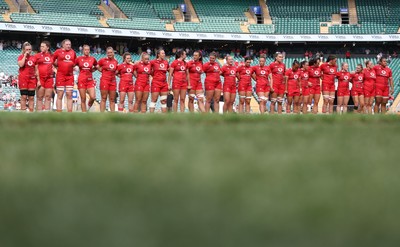 270626 - Barbarians v Wales Women - Wales line up for the anthems ahead of the match