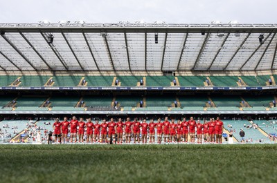 270626 - Barbarians v Wales Women - Wales line up for the anthems ahead of the match