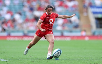 270626 - Barbarians v Wales Women - Kayleigh Powell of Wales takes conversion