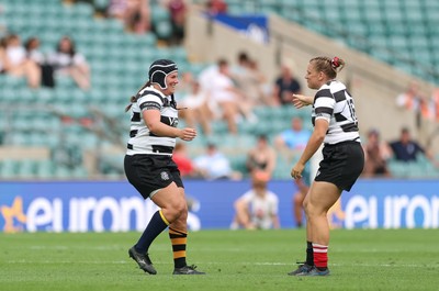 270626 - Barbarians v Wales Women - Carys Phillips of Barbarians with Emily Tuttosi of Barbarians