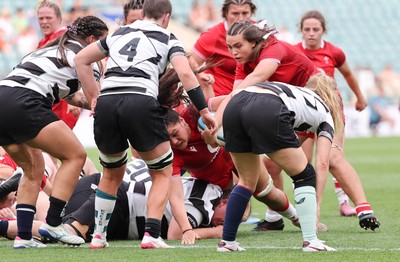 270626 - Barbarians v Wales Women - Jorja Aiono of Wales powers over to score try