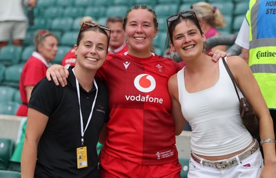270626 - Barbarians v Wales Women - Katherine Baverstock of Wales with family and friends at the end of the match