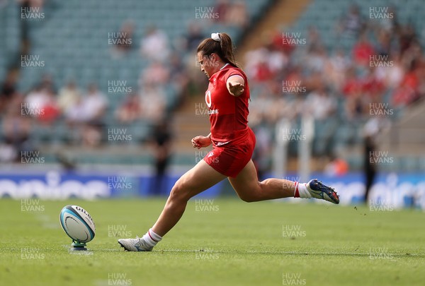 270626 - Barbarians Women v Wales Women - Friendly - Kayleigh Powell of Wales kicks
