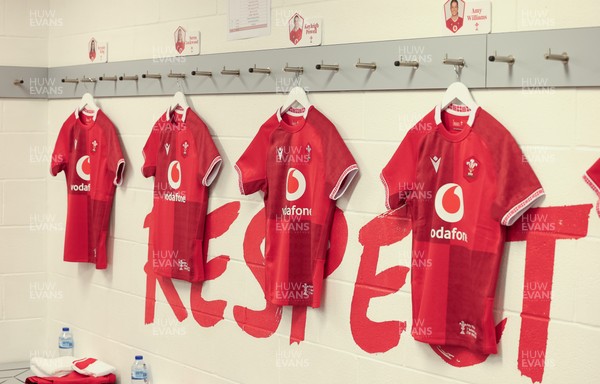 270626 - Barbarians v Wales Women -  Wales Women match jerseys in the changing room
