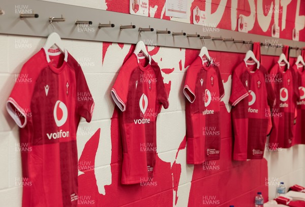 270626 - Barbarians v Wales Women -  Wales Women match jerseys in the changing room