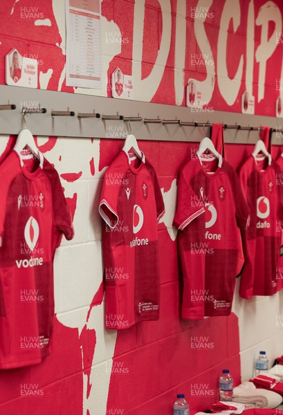 270626 - Barbarians v Wales Women -  Wales Women match jerseys in the changing room