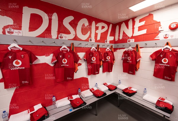 270626 - Barbarians v Wales Women -  Wales Women match jerseys in the changing room
