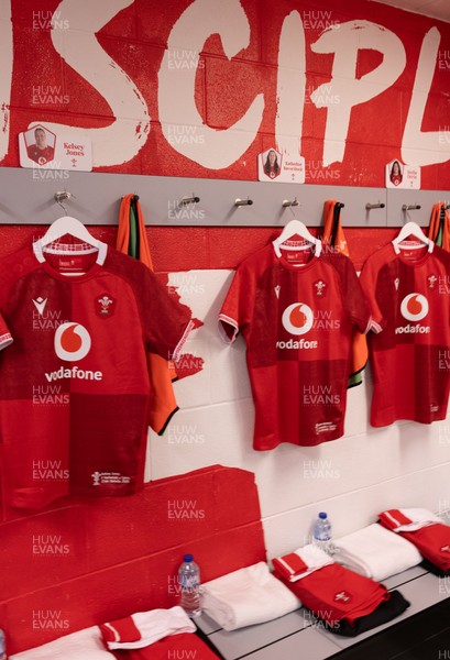 270626 - Barbarians v Wales Women -  Wales Women match jerseys in the changing room