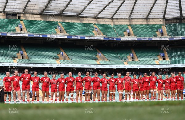 270626 - Barbarians v Wales Women - Wales line up for the anthems ahead of the match
