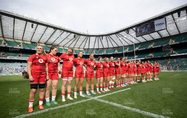 270626 - Barbarians v Wales Women - Wales line up for the anthems ahead of the match