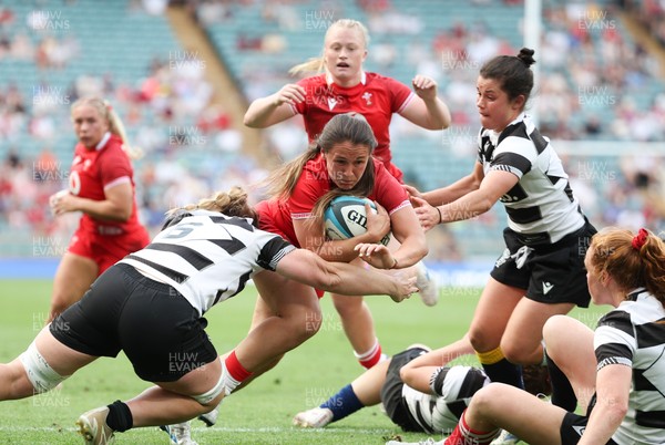 270626 - Barbarians v Wales Women - Kayleigh Powell of Wales powers over to score try