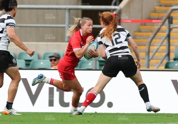 270626 - Barbarians v Wales Women - Amy Williams of Wales powers over for her second try