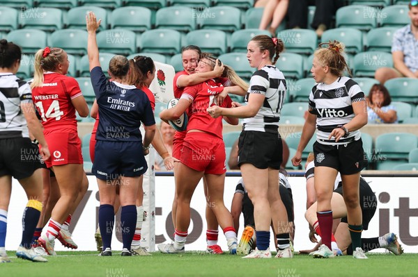 270626 - Barbarians v Wales Women - Amy Williams of Wales powers over for her second try