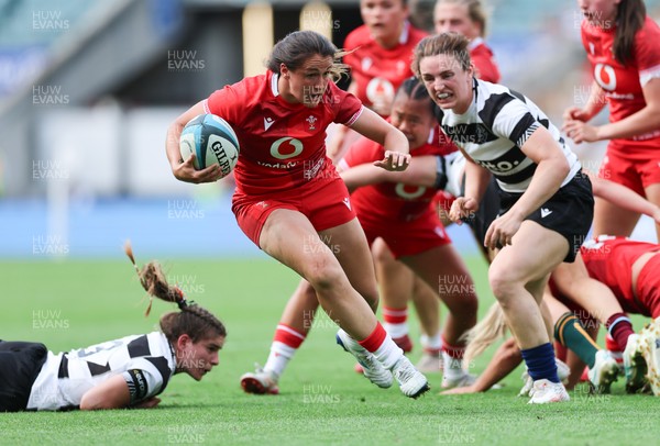 270626 - Barbarians v Wales Women - Kayleigh Powell of Wales charges for the line