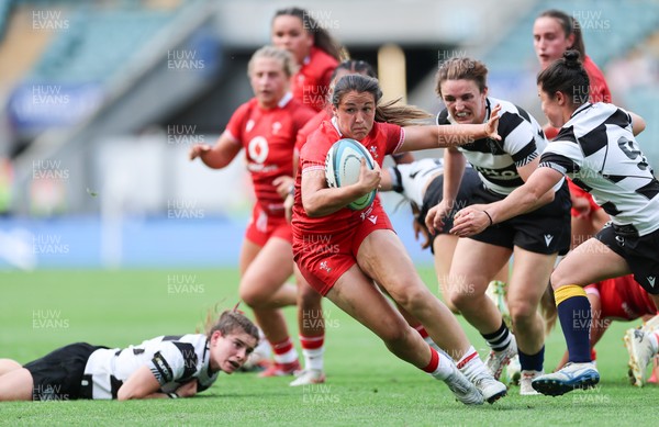270626 - Barbarians v Wales Women - Kayleigh Powell of Wales charges for the line